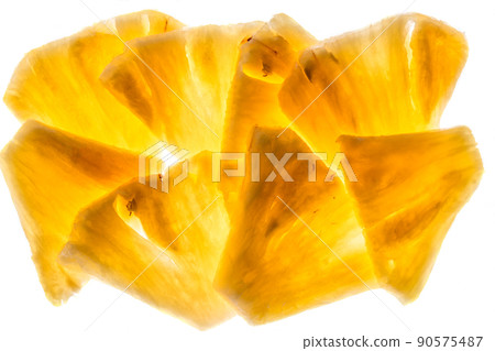 Pineapple chunks isolated on white background Pineapple chunks isolated on white background 90575487