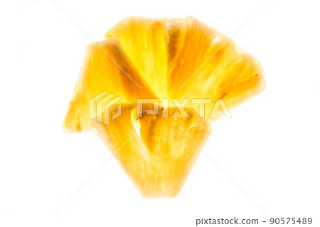 Pineapple chunks isolated on white background Pineapple chunks isolated on white background 90575489