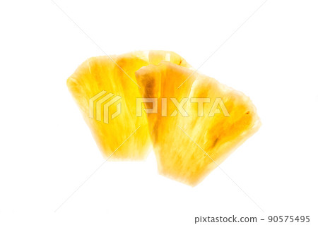 Pineapple chunks isolated on white background Pineapple chunks isolated on white background 90575495