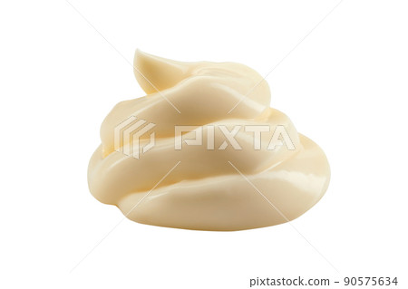 Mayonnaise isolated on white background with copy space for text or images. Spices and sauces. Close-up shot. 90575634