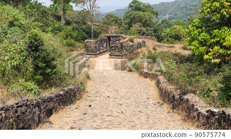 View of Second Entrance gate from the Top, Kavaledurga Fort, Shimoga, Karnataka, India 90575774