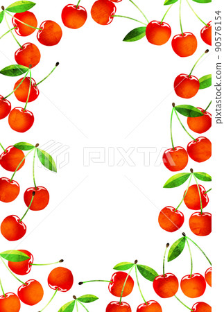 櫻桃框架的夏天問候明信片紅色 90576154