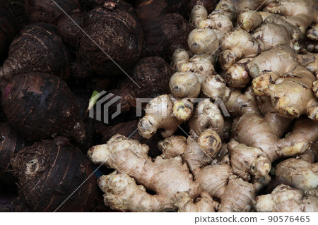 Muddy vegetables and fruits of mountain people lined up in the morning market in Chiang Mai, Thailand Muddy vegetables and fruits of mountain people lined up in the morning market in Chiang Mai, Thailand 90576465