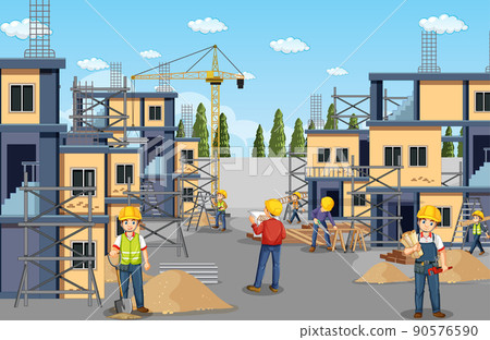Scene of building construction site Scene of building construction site 90576590