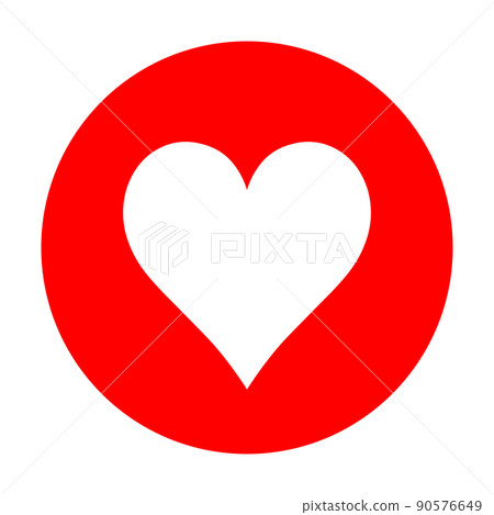 Red heart poker suit symbol in circle 90576649