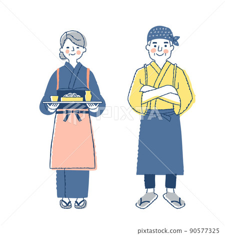 蕎麥麵店烏冬麵店店員男女 蕎麥麵店烏冬麵店店員男女 90577325
