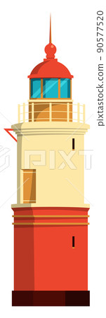 Lighthouse icon. Cartoon retro architecture. Coast building Lighthouse icon. Cartoon retro architecture. Coast building 90577520