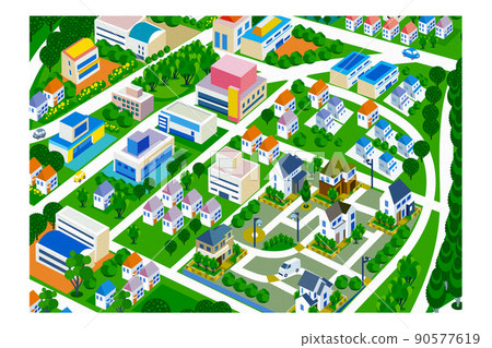 油性壓花。美麗的城市景觀和生活風景。創造一個人們可以明亮生活,自然與住房融為一體的城市。 油性壓花。美麗的城市景觀和生活風景。創造一個人們可以明亮生活,自然與住房融為一體的城市。 90577619