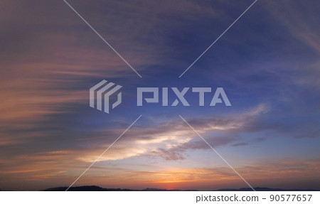 Evening sky, early summer, super wide angle, 220601pm that changed dramatically from cloudy weather Evening sky, early summer, super wide angle, 220601pm that changed dramatically from cloudy weather 90577657