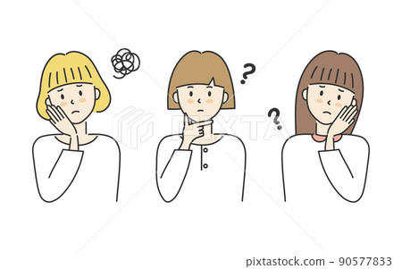 Illustration set of a troubled young woman - Stock Illustration ...