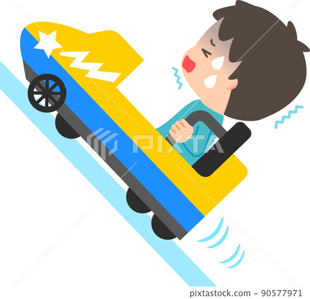 一個人坐過山車，臉色蒼白 90577971