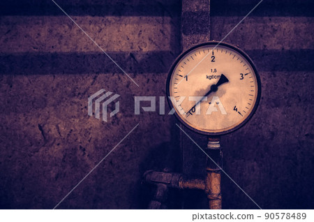 Close up image of industrial barometer on grunge background Close up image of industrial barometer on grunge background 90578489