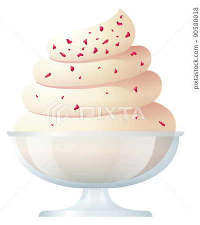 Sundae icon. Cartoon soft ice cream in glass 90580018