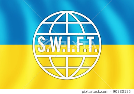S.W.I.F.T. sign on the background of the flag of Ukraine. The concept of international commercial relations S.W.I.F.T. sign on the background of the flag of Ukraine. The concept of international commercial relations 90580155