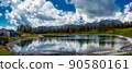Alpine lake in spring season 90580161
