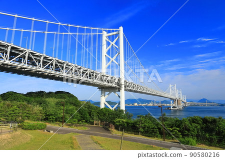 [Kagawa Prefecture] Seto Ohashi in fine weather (Minamibisan Seto Ohashi and Kitabisan Seto Ohashi) 90580216