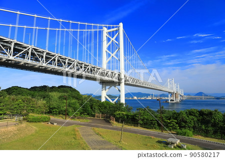 [Kagawa Prefecture] Seto Ohashi in fine weather (Minamibisan Seto Ohashi and Kitabisan Seto Ohashi) 90580217