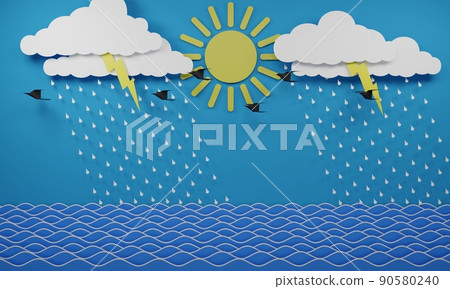 landscape of ocean in rainday .3d rendering. landscape of ocean in rainday .3d rendering. 90580240