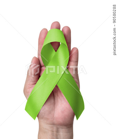 Lime green ribbon for awareness on Mental health illness, Lymphoma Cancer, Lyme Disease, Spinal Cord Injuries, Kabuki Syndrome, Duchenne Muscular Dystrophy, and Sexually Transmitted diseases Lime green ribbon for awareness on Mental health illness, Lymphoma Cancer, Lyme Disease, Spinal Cord Injuries, Kabuki Syndrome, Duchenne Muscular Dystrophy, and Sexually Transmitted diseases 90580288