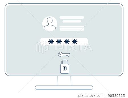 Login page on computer screen protected by password 90580515