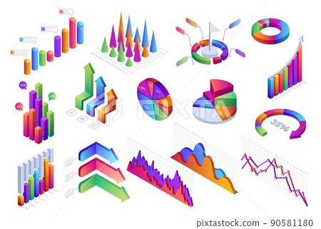 Isometric infographic. 3D diagrams, graphs, progress bars and charts, business and finance statistic and analytic. Vector presentation layout with abstract shapes Isometric infographic. 3D diagrams, graphs, progress bars and charts, business and finance statistic and analytic. Vector presentation layout with abstract shapes 90581180