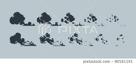 Run dust effect. Cartoon fast move smoke trace animation kit, steam motion 2D game sprite asset. Vector speed comic movement spritesheet Run dust effect. Cartoon fast move smoke trace animation kit, steam motion 2D game sprite asset. Vector speed comic movement spritesheet 90581191