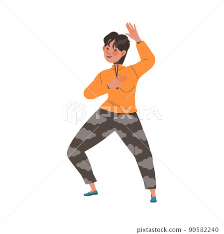 Man Character Practicing Tai Chi and Qigong Exercise as Internal Chinese Martial Art Vector Illustration Man Character Practicing Tai Chi and Qigong Exercise as Internal Chinese Martial Art Vector Illustration 90582240