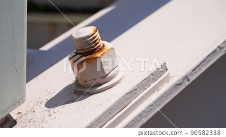 Landscape with a footbridge <11> (Nuts and bolts used for a pedestrian bridge) 90582338