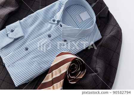 Clean striped shirt and brown suit Clean striped shirt and brown suit 90582794