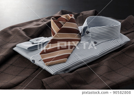 Clean striped shirt and brown suit Clean striped shirt and brown suit 90582808