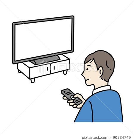 Illustration of a man watching tv 90584749
