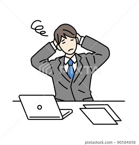 不努力工作的男性商務人士的插圖 90584856