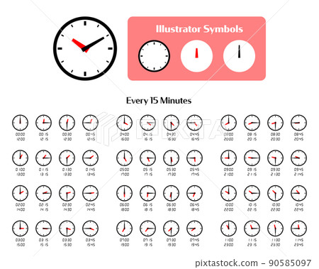 Clock Simple 15-minute symbol editable 90585097