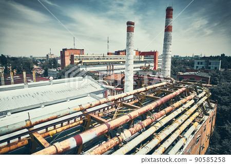 Aerial view of obsolete factory Aerial view of obsolete factory 90585258