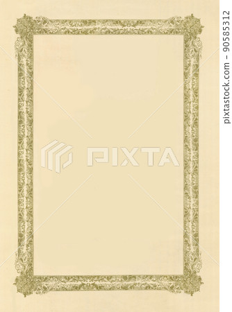 Frame material for old yellowed certificates and commendations. Vertical orientation. 90585312