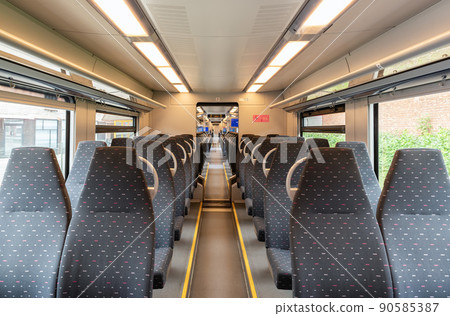 Zellik Asse, Flanders - Belgium -  Inside view of modern  train carriage 90585387