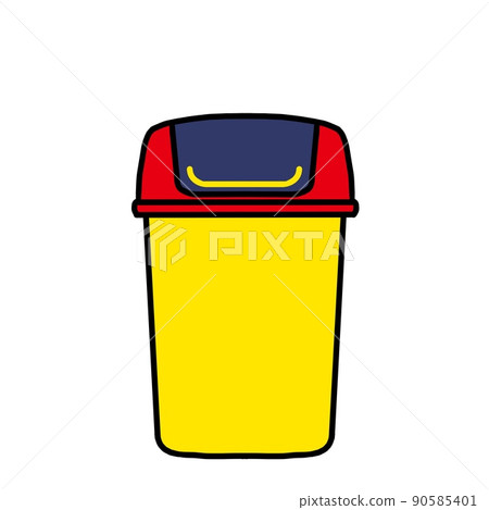 Red, blue and yellow trash can illustration 01 90585401