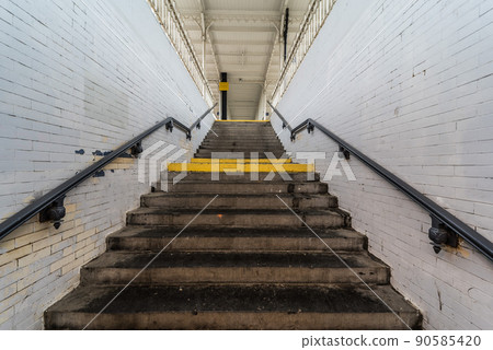 Jette, Brussels Capital Region - Belgium -  Abandonned staircase of the Jette railwaystation 90585420