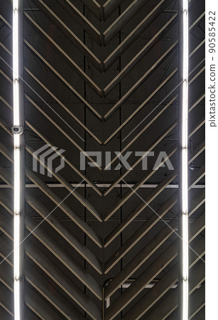 Laeken, Brussels Capital Region - Belgium - Herringbone pattern of the ceiling of the Houba- Brugmann local metro station Laeken, Brussels Capital Region - Belgium - Herringbone pattern of the ceiling of the Houba- Brugmann local metro station 90585422