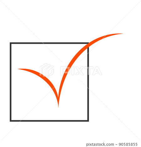 Red checkmark in the rectangular frame Red checkmark in the rectangular frame 90585855