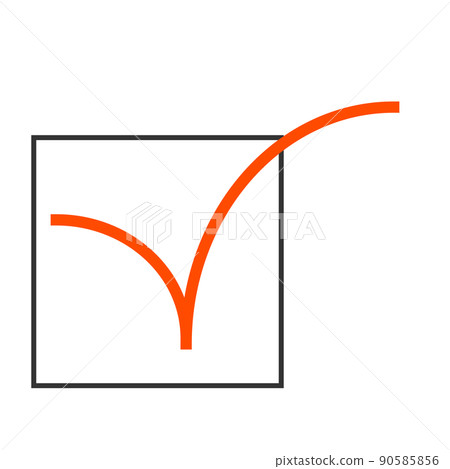 Red checkmark in the rectangular frame Red checkmark in the rectangular frame 90585856