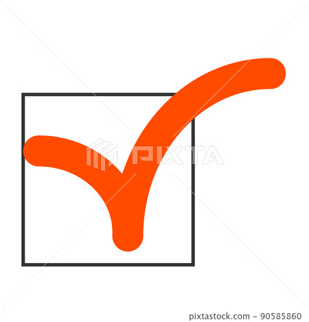 Red checkmark in the rectangular frame Red checkmark in the rectangular frame 90585860