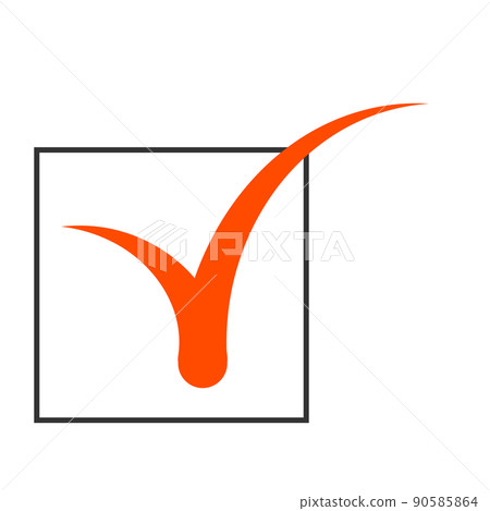 Red checkmark in the rectangular frame Red checkmark in the rectangular frame 90585864