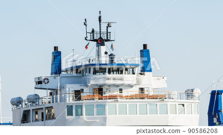 Ferry ship stops at the port ready for boarding in Messina in Sicily 90586208
