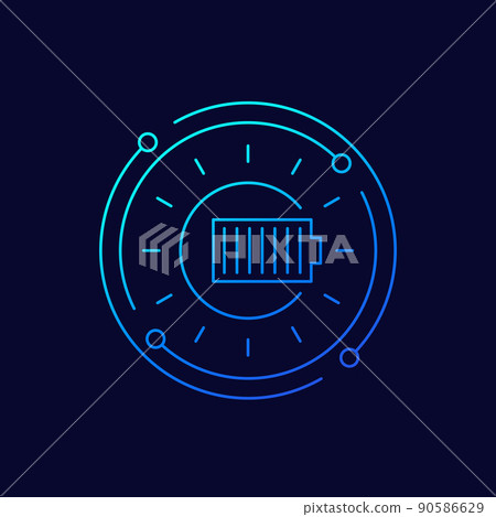 solar energy line icon with battery and sun 90586629
