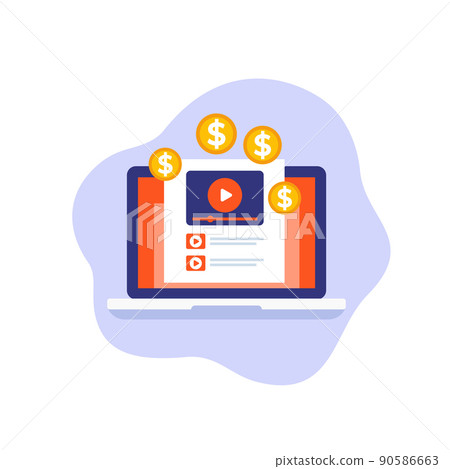 Video monetization, earn money, vector Video monetization, earn money, vector 90586663