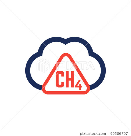 methane emissions, CH4 gas warning icon 90586707