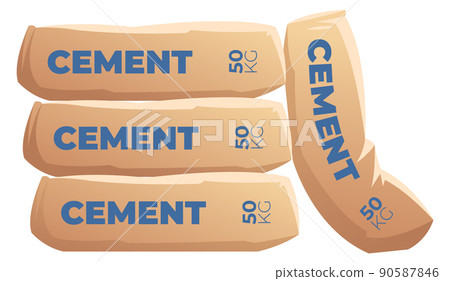 Cement sack stack. Construction material package cartoon icon 90587846