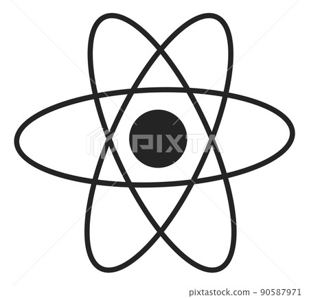Atom icon. Science symbol. Chemical element model 90587971