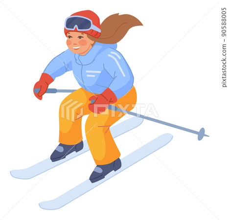 happy child skiing. Healthy kid activity outdoors happy child skiing. Healthy kid activity outdoors 90588005